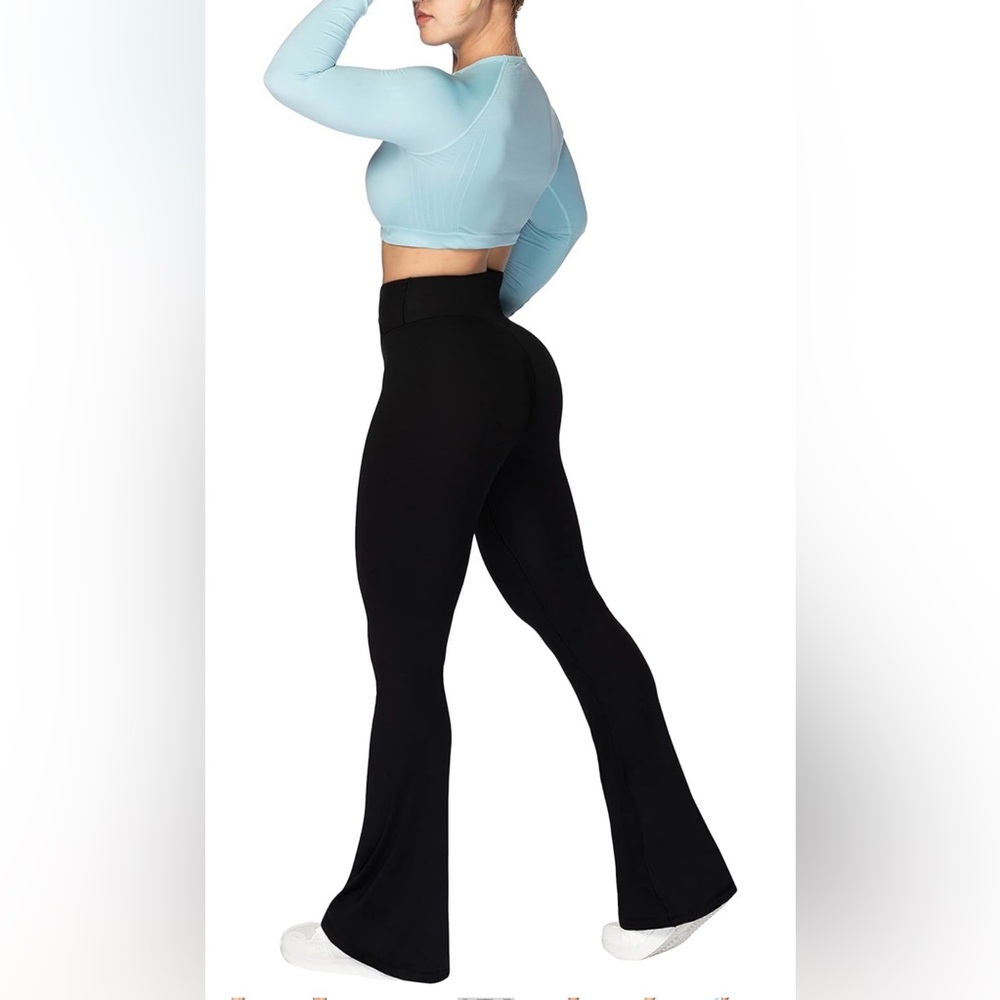 NWT Sunzel Flare Leggings Crossover Yoga Pants M Black NEW